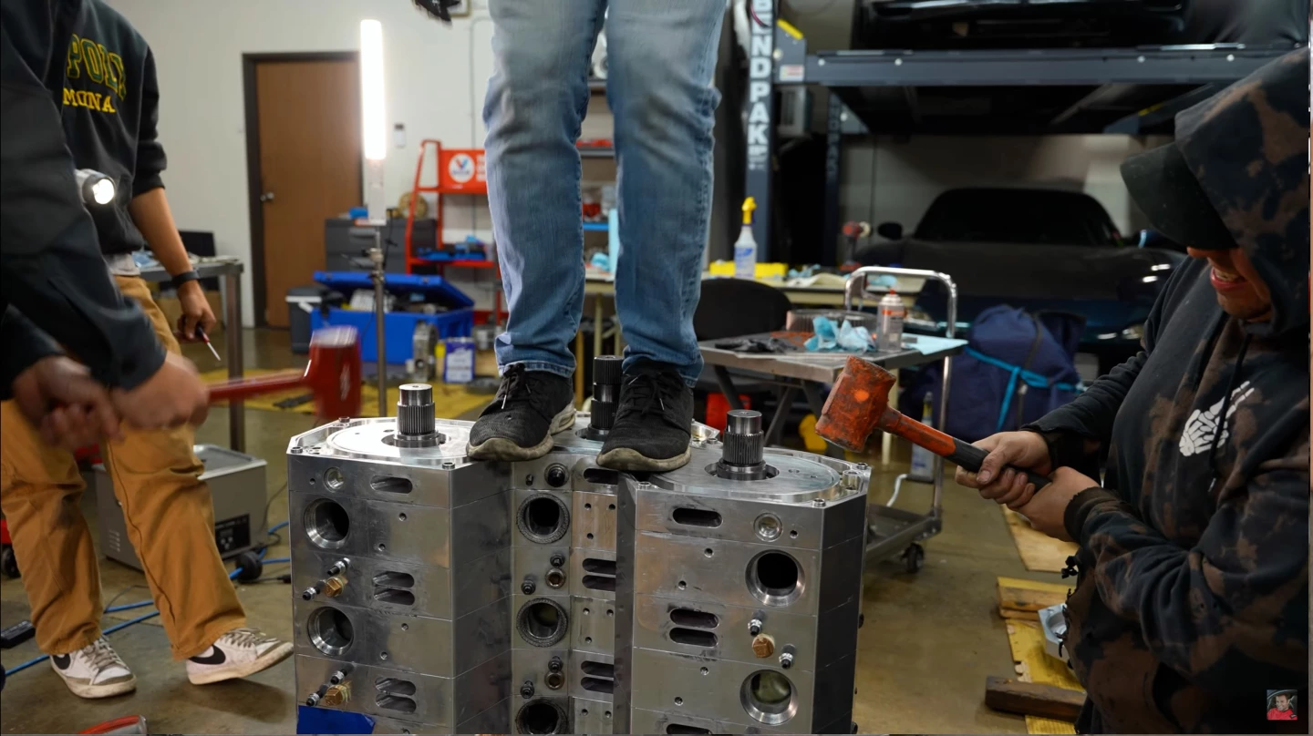 Sometimes it takes standing on it to make it fit how you want. The three rotors banks are stacked and interconnected like Legos