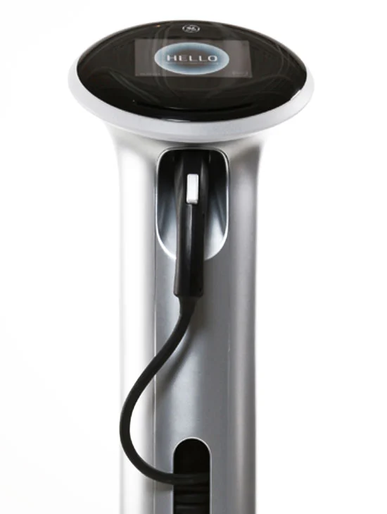 The WattStation features a self-retracting charge cable keeps the area clear of obstruction