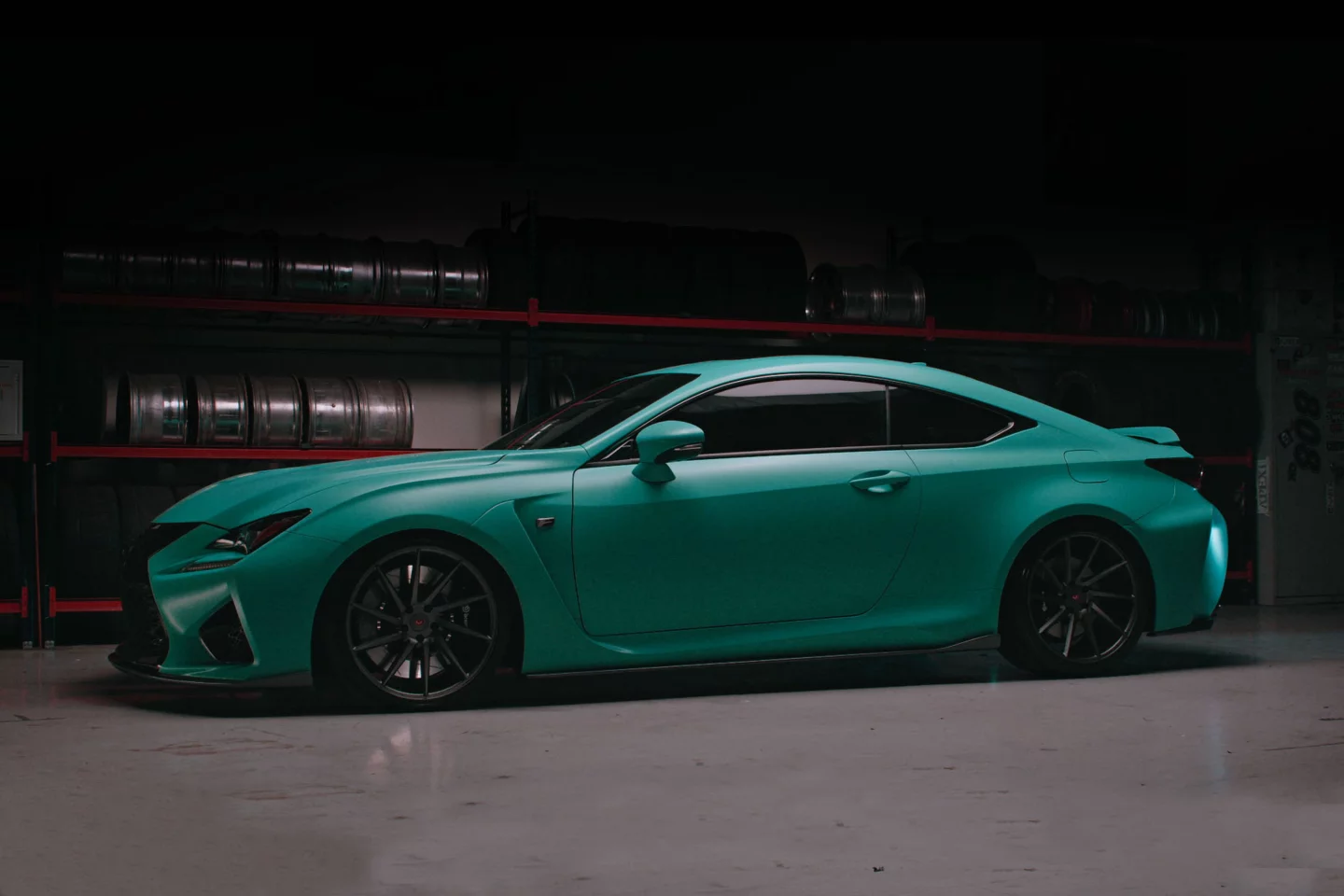 The Lexus RC F Insta-Built's body is finished in a special shade of Seafoam