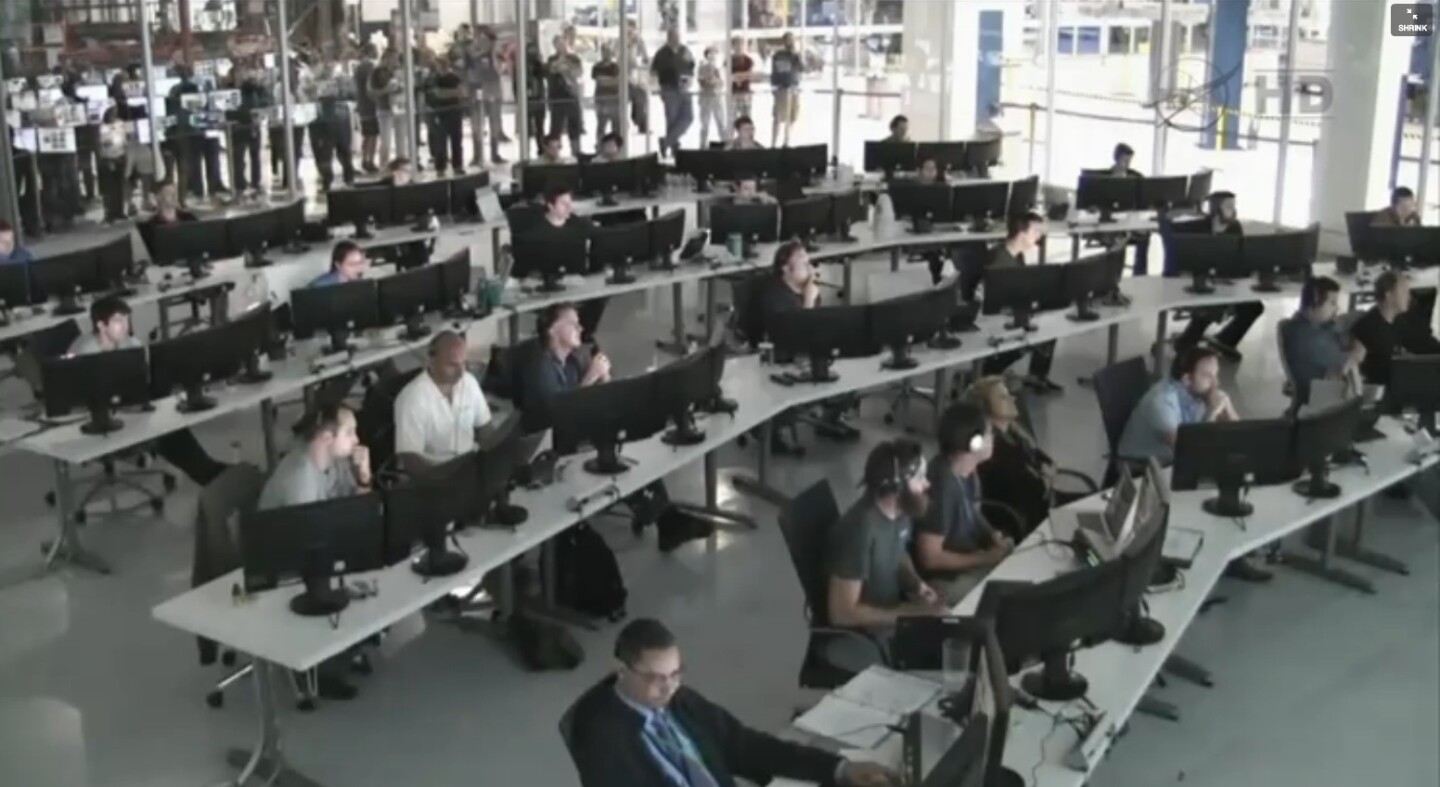 Mission control at Hawthorne, California monitoring the docking