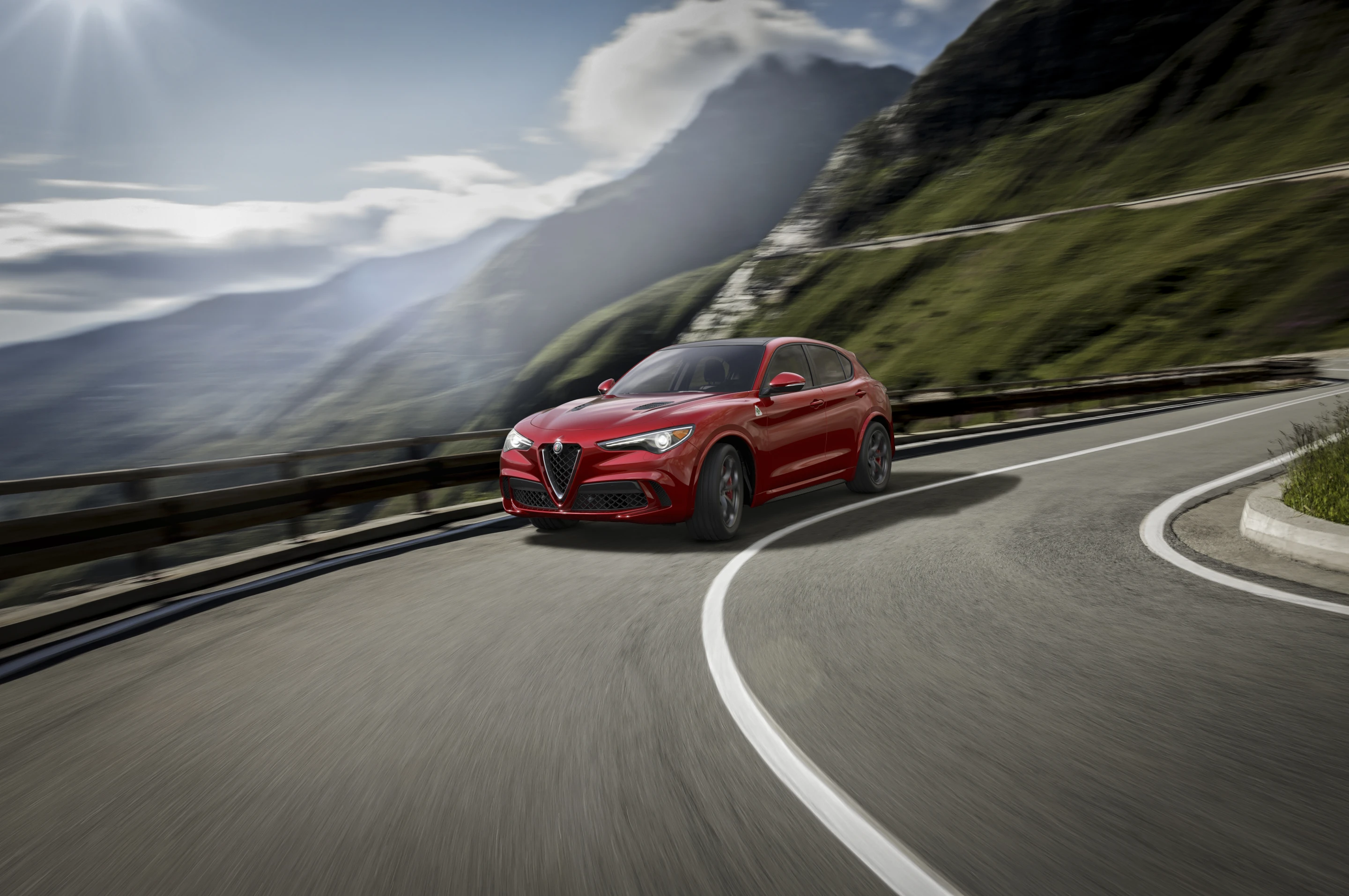 The Stelvio is able to shuffle power front and rear, as well as between individual rear wheels