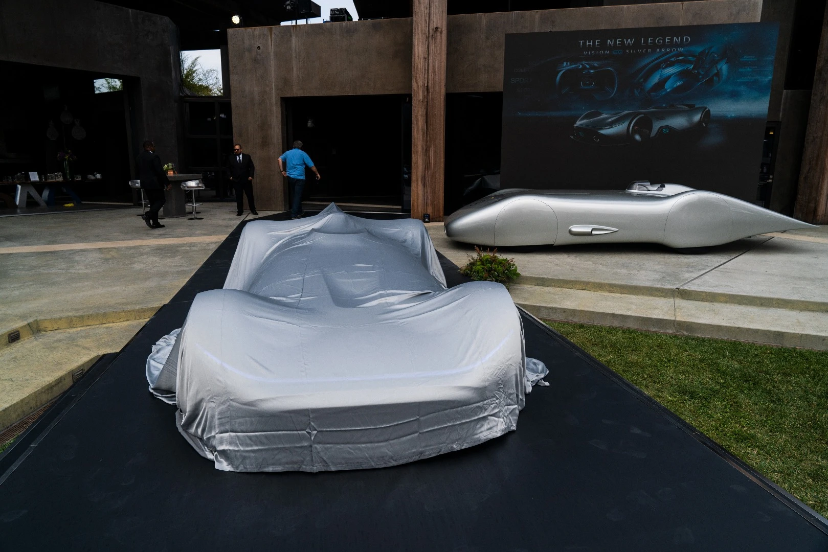 The Vision EQ Silver Arrow under the covers at Monterey Car Week