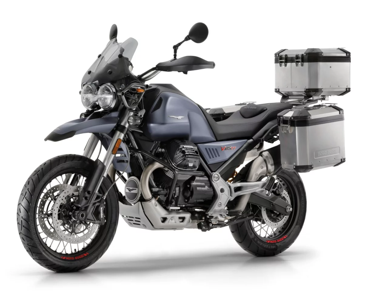 The 2019 Moto Guzzi V85 TT in blue metallic color