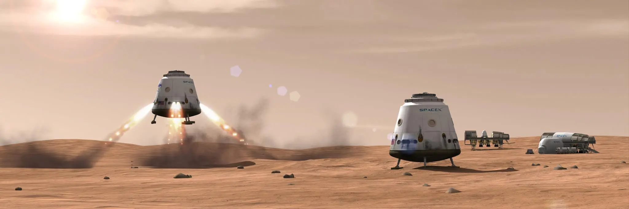 Artist's concept of SpaceX Mars landing (Image: SpaceX)
