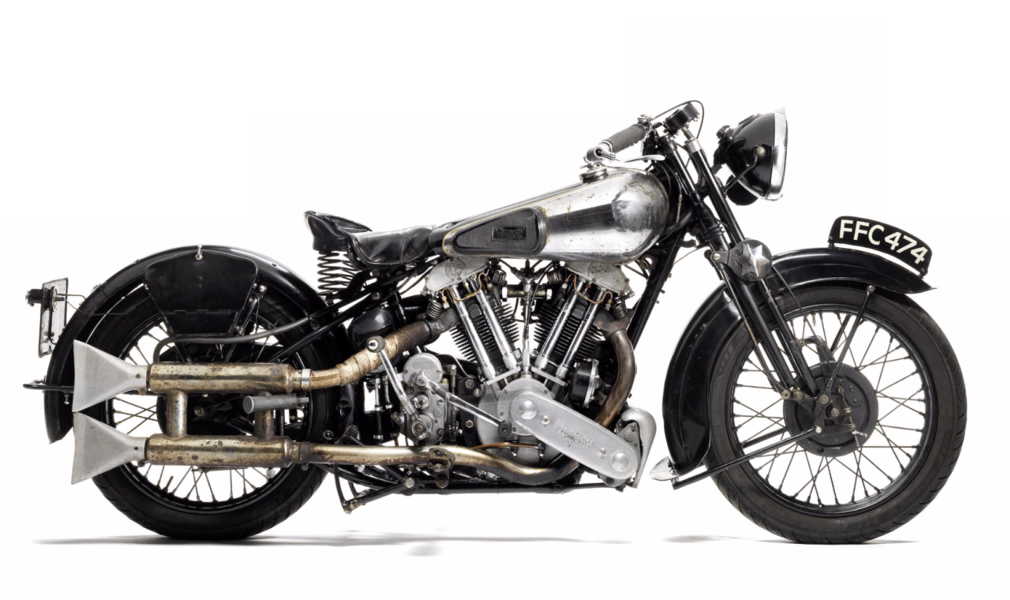 The most expensive whole motorcycle of the week fetched £208,700 ($322,223). The 1937 Brough Superior 990CC SS100 was lot 191 at Bonhams Autumn Stafford Sale held on 18 October, 2015. Bonhams' estimate of £210,000 - 240,000 ($320,000 - $370,000) was pretty accurate.