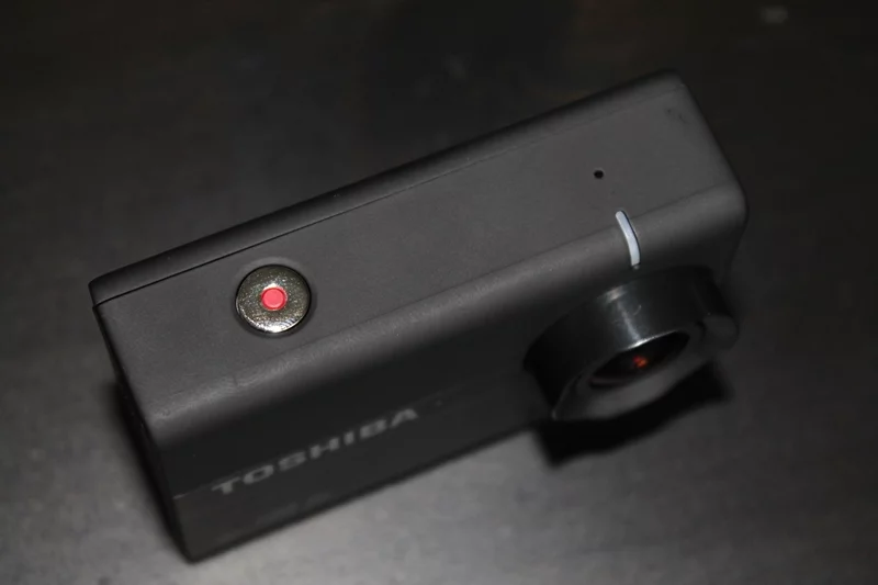 The Camileo X-Sports weighs 74 g (2.6 oz) and measures 5 x 7 x 3 cm (1.9 x 2.9 x 1.2 in)