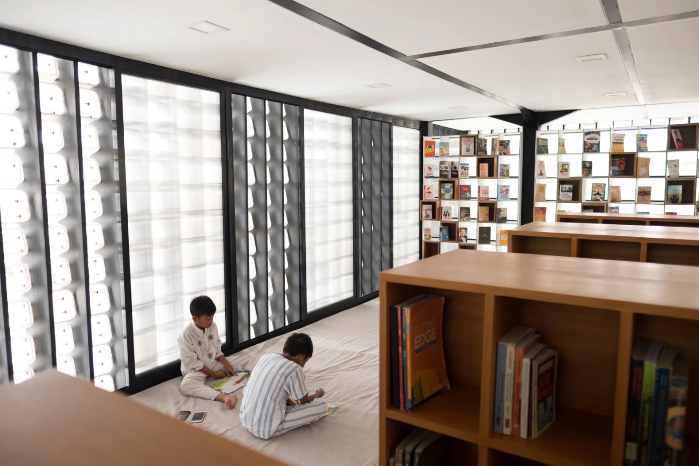 The Microlibrary measures 120 sq m (1,291 sq ft)