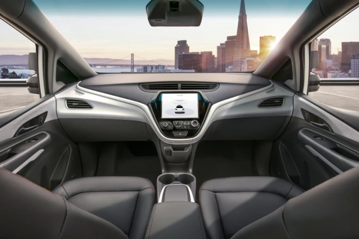 The Cruise AV has no manual driver controls, and relies entirely on cameras and sensors to drive itself without human input