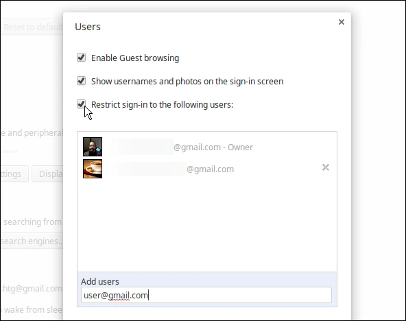 Restrict which users can use your Chromebook