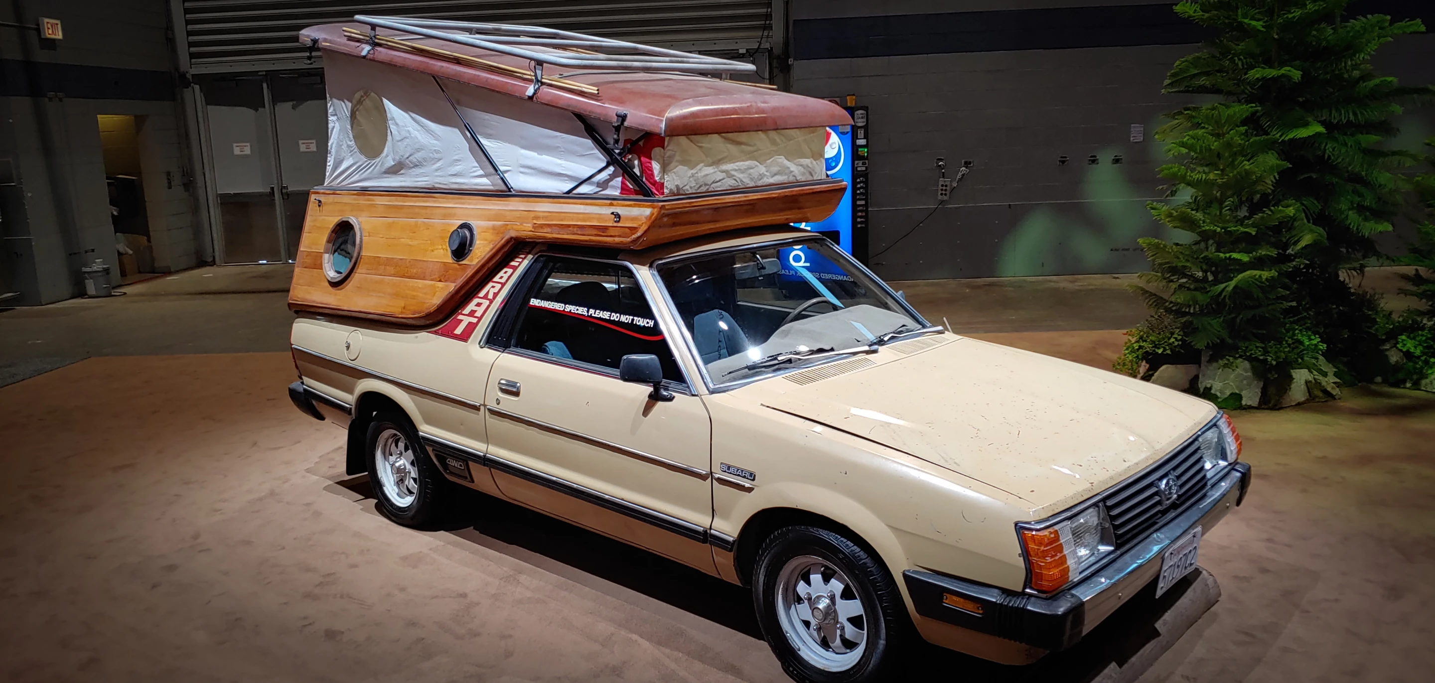 It's hard to imagine anything more compelling than this Subaru rig, but the "Endangered Species, Do Not Touch" on its windows takes the cake