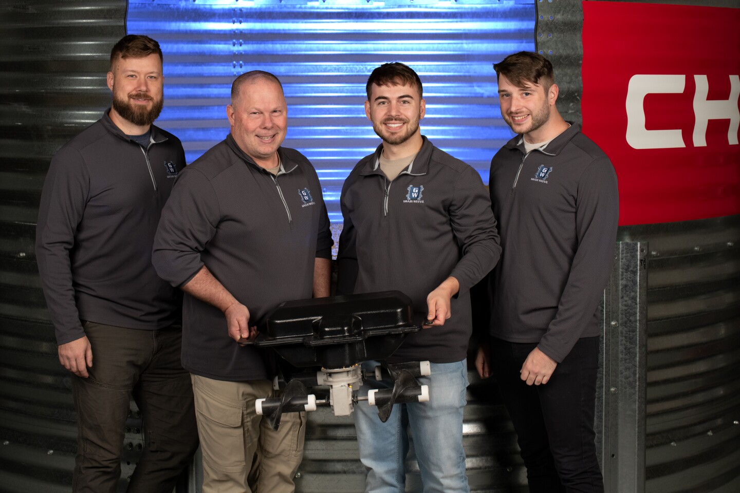 From left, Grain Weevil team members Travis Vanderheyden, Chad Johnson, Ben Johnson and Zane Zents