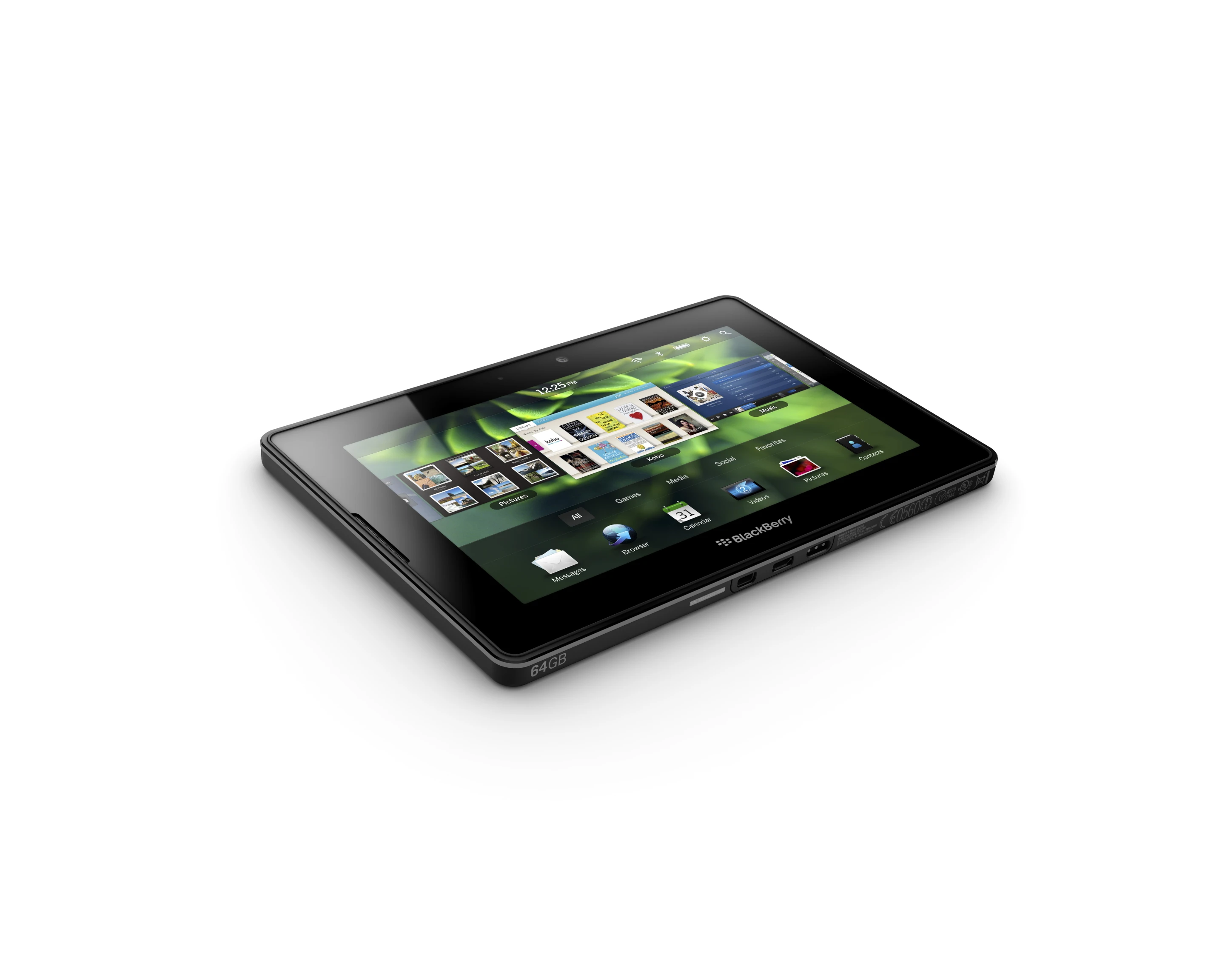The Playbook is powered by a 1GHz dual-core processor and 1GB RAM, with either 16Gb, 32Gb or 64GB versions available