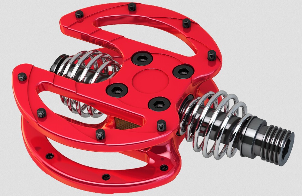 The BIUS1 features aluminum studs for grip, yet its spring-mounted design allows the pedal body to move around relative to its own axle