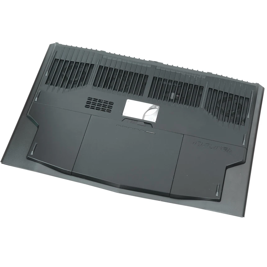 The rear of the the Alienware M18x gaming laptop featuring Asetek's slim form factor liquid cooling system