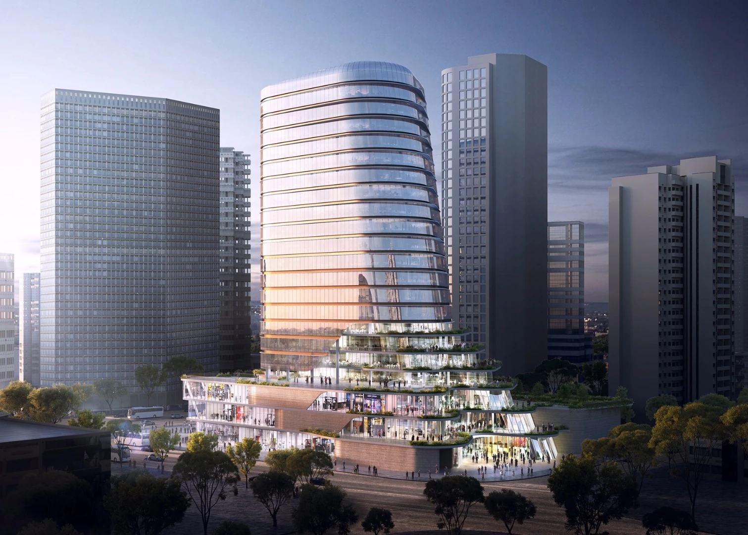 Cloud on Terrace will sweep down with a flattening profile into which stepped terraces will be built