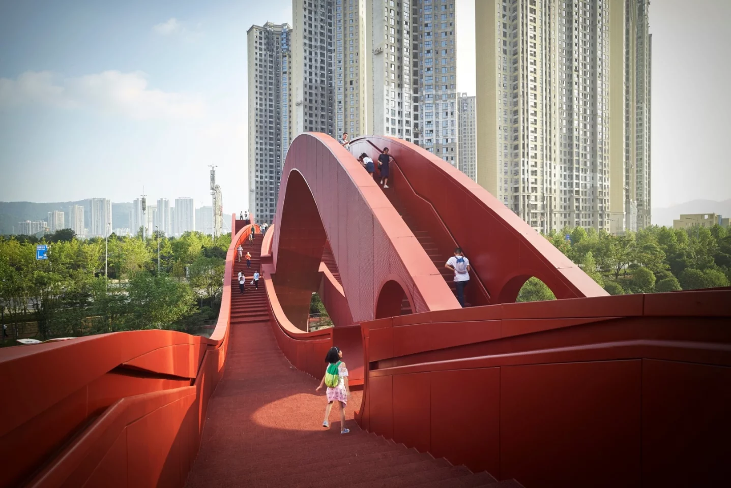 The Lucky Knot bridge was inspired by the continuously flowing Mobius ring and Chinese knotting art