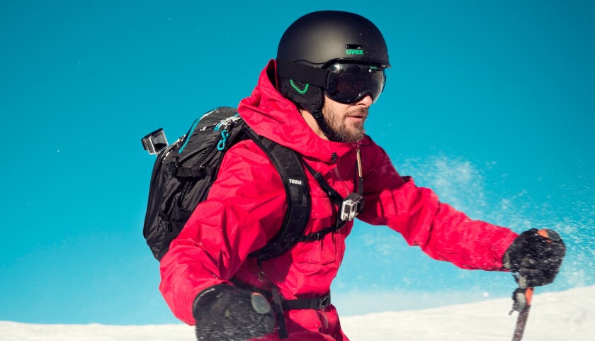 The Thule Legend GoPro Backpack has built-in front and rear mounts for attaching an action camera