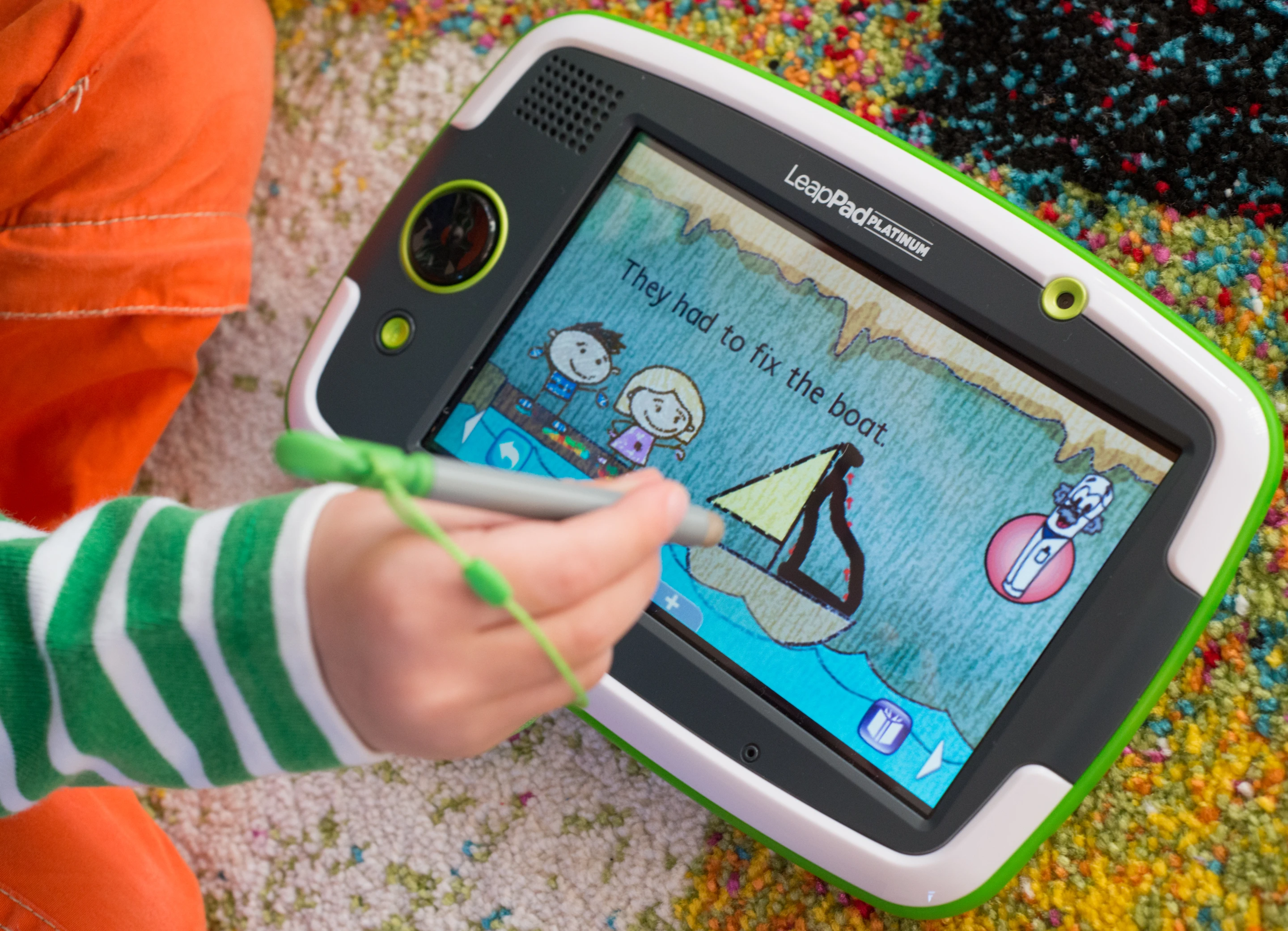 The stylus with the LeapFrog LeapPad Platinum is often used for drawing and writing