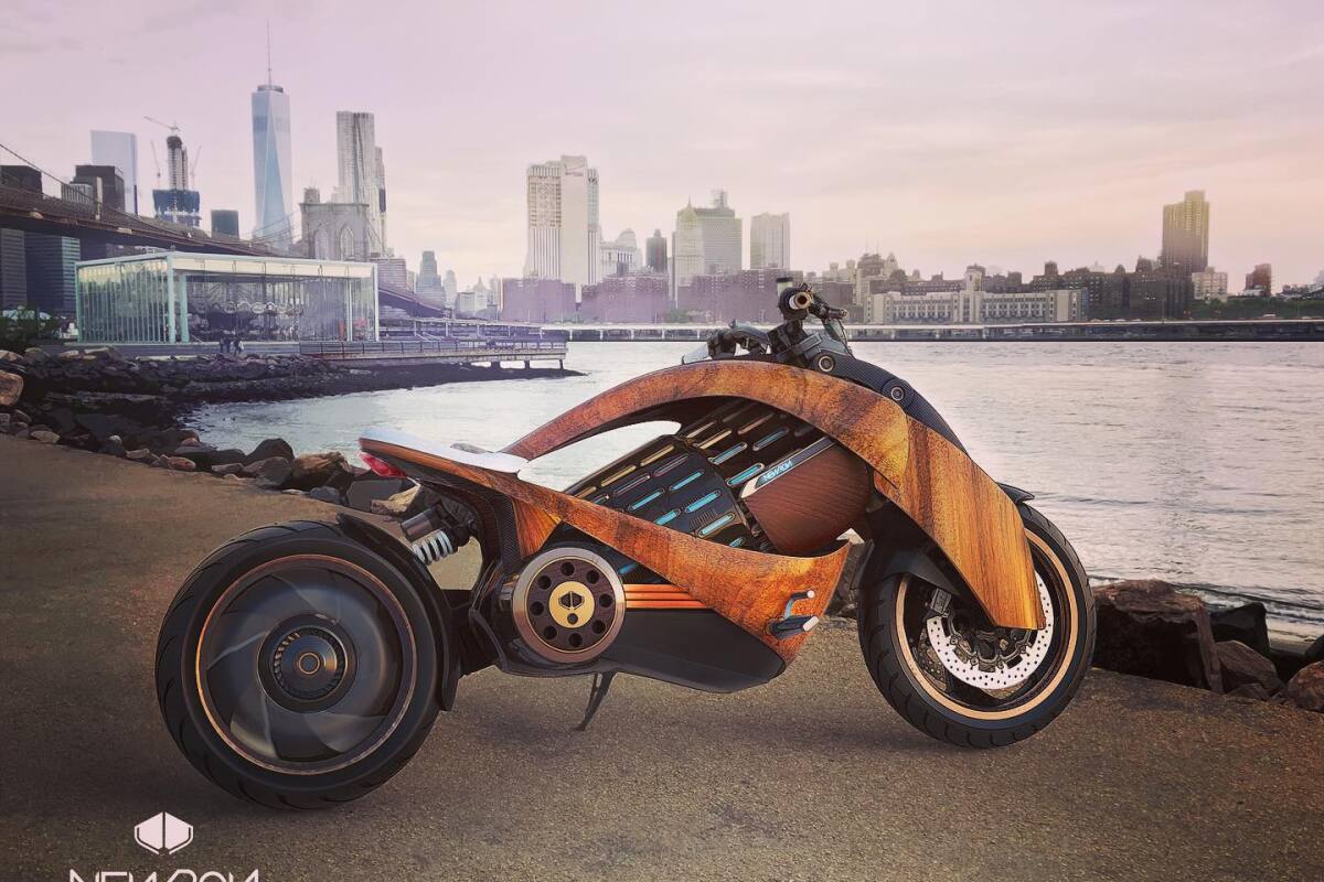 Newron S Curved Wood Electric Motorcycle Design Goes Way Out There