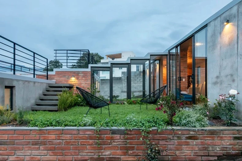 The home was designed to fit perfectly onto its sloped plot
