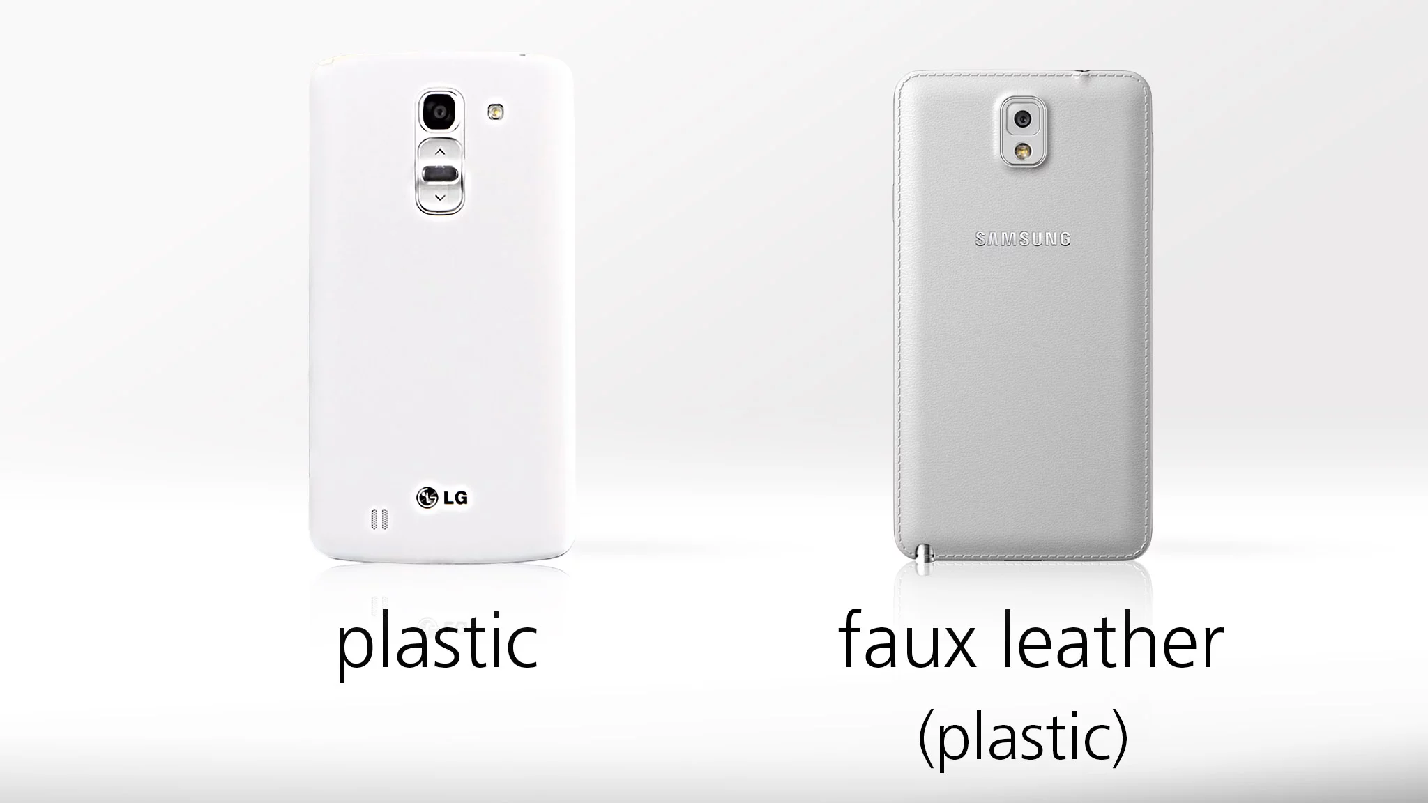 Both phablets are made of plastic, but the Note's plastic tries to simulate leather