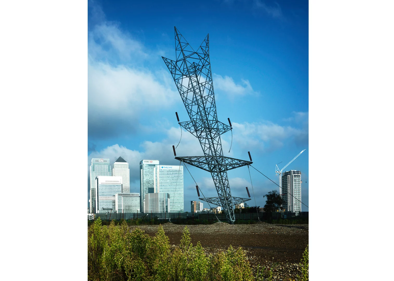 A bullet from a shooting star speared a massive electricity tower into the ground