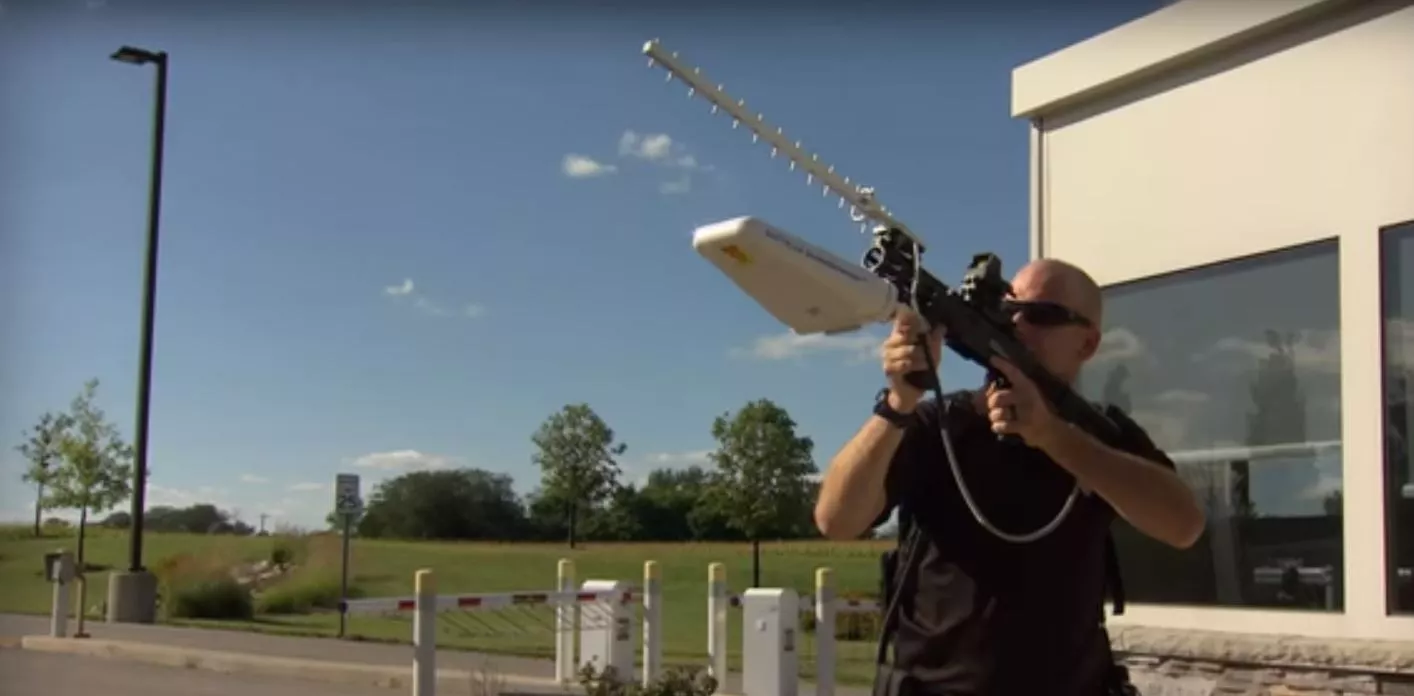 The Battelle DroneDefender is a portable anti-UAV beam weapon