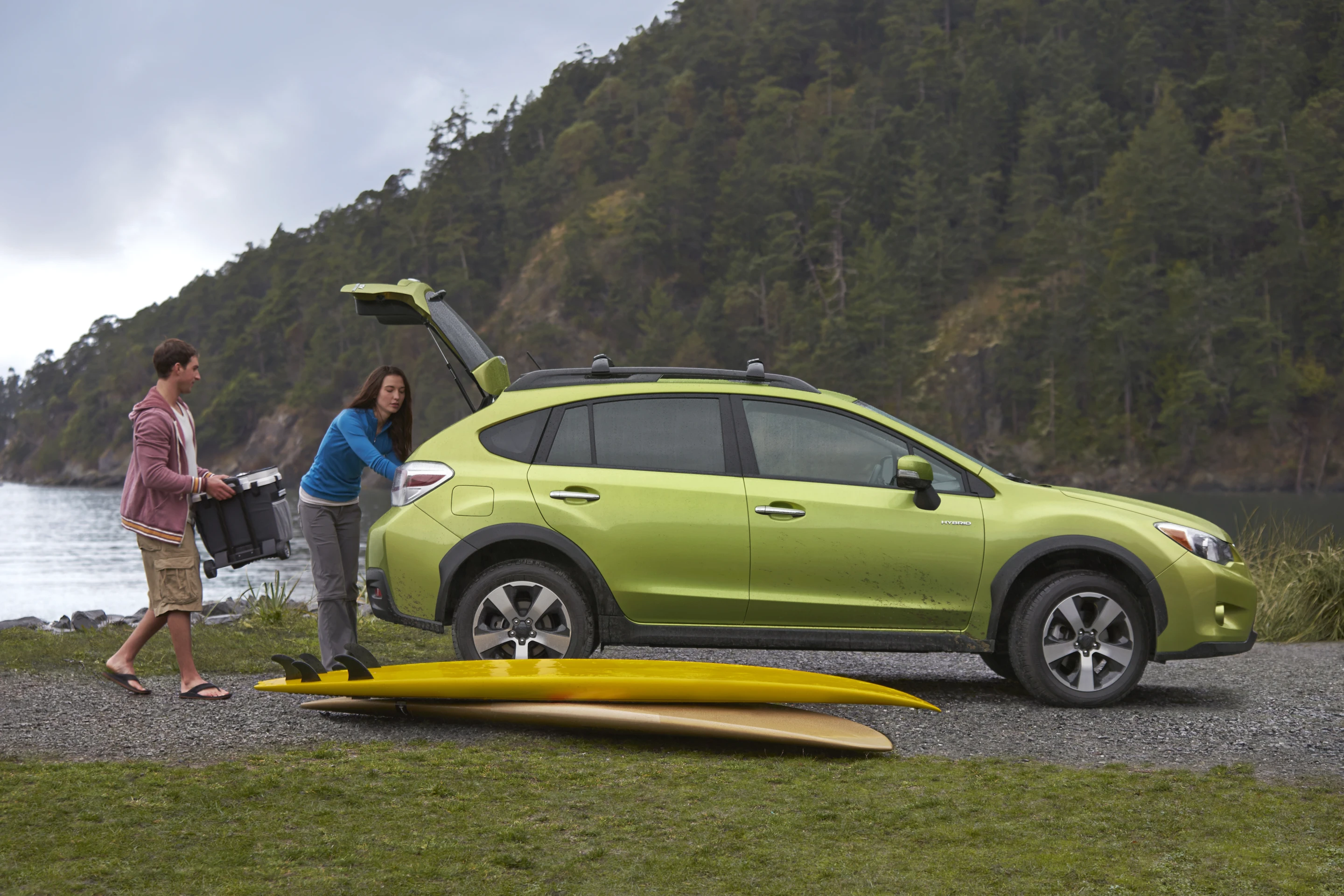 The hybrid XV uses a 13.4-hp motor in addition to the 2.0-liter BOXER engine
