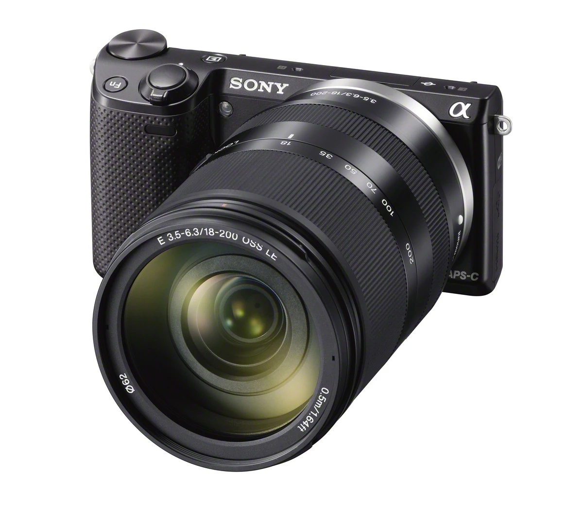 The Sony NEX-5R takes E-mount lens, but can also be used with A-mount lenses with optional adaptor
