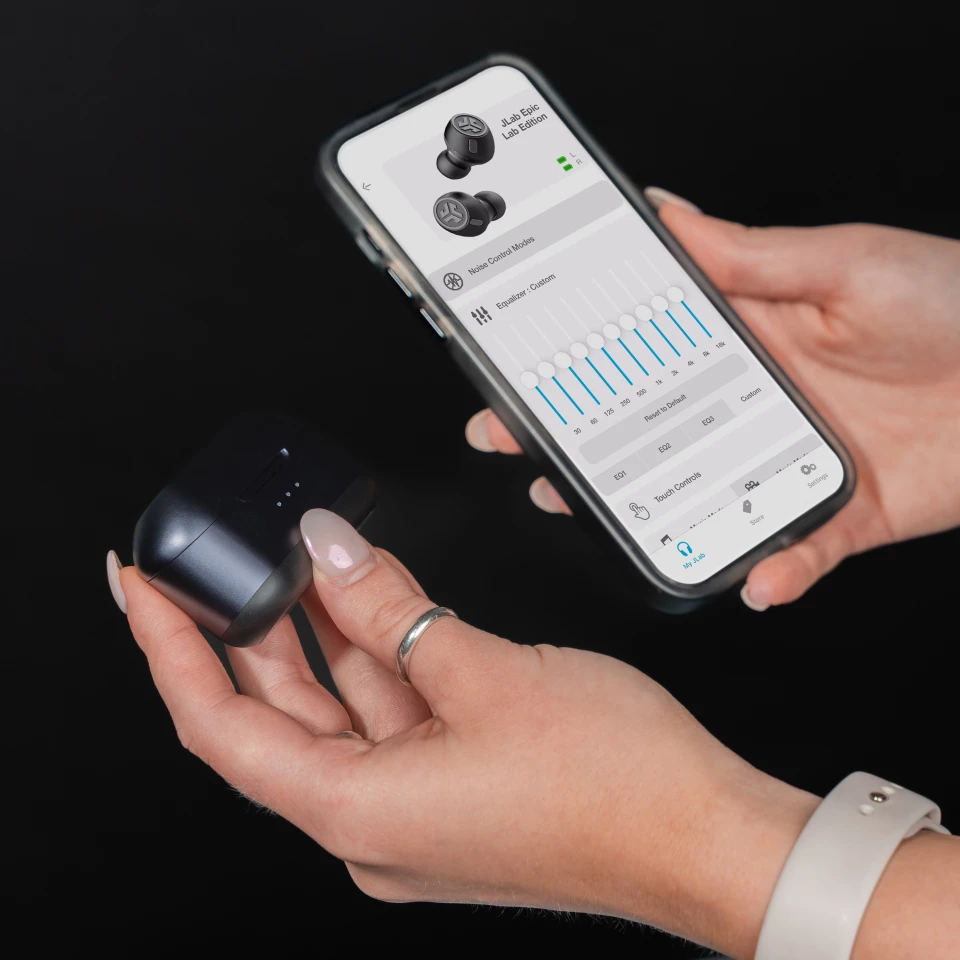 The JLab mobile app allows for EQ tweaking, settings tweaking and control
