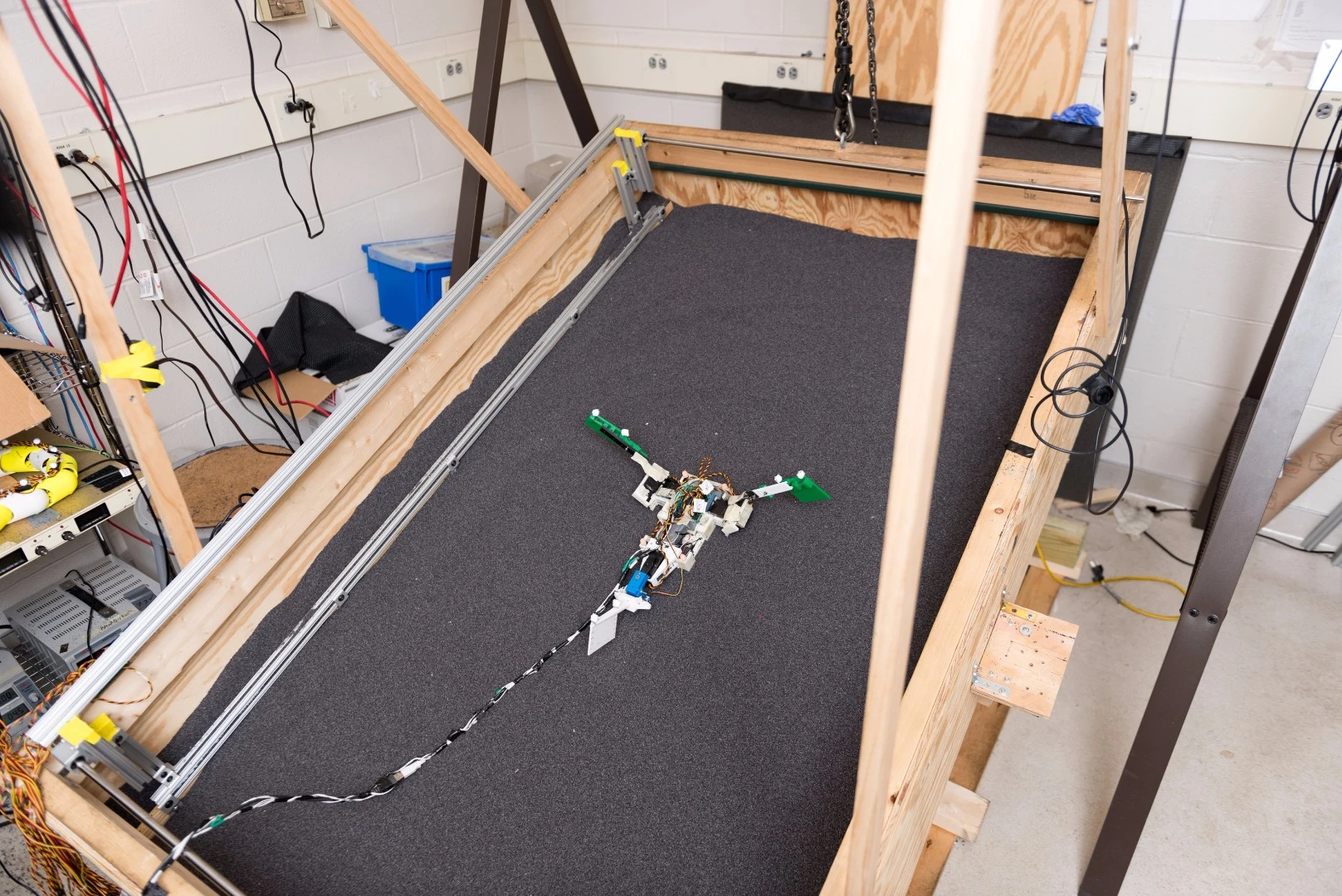 MuddyBot climbs a slope in the lab