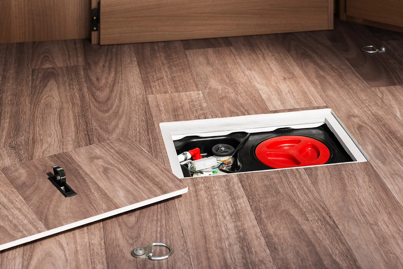 One of the big changes for VanTourer's 2019 models is the movement of the water tank from inside a cabinet over the wheel arch to under the floor, freeing up load area space