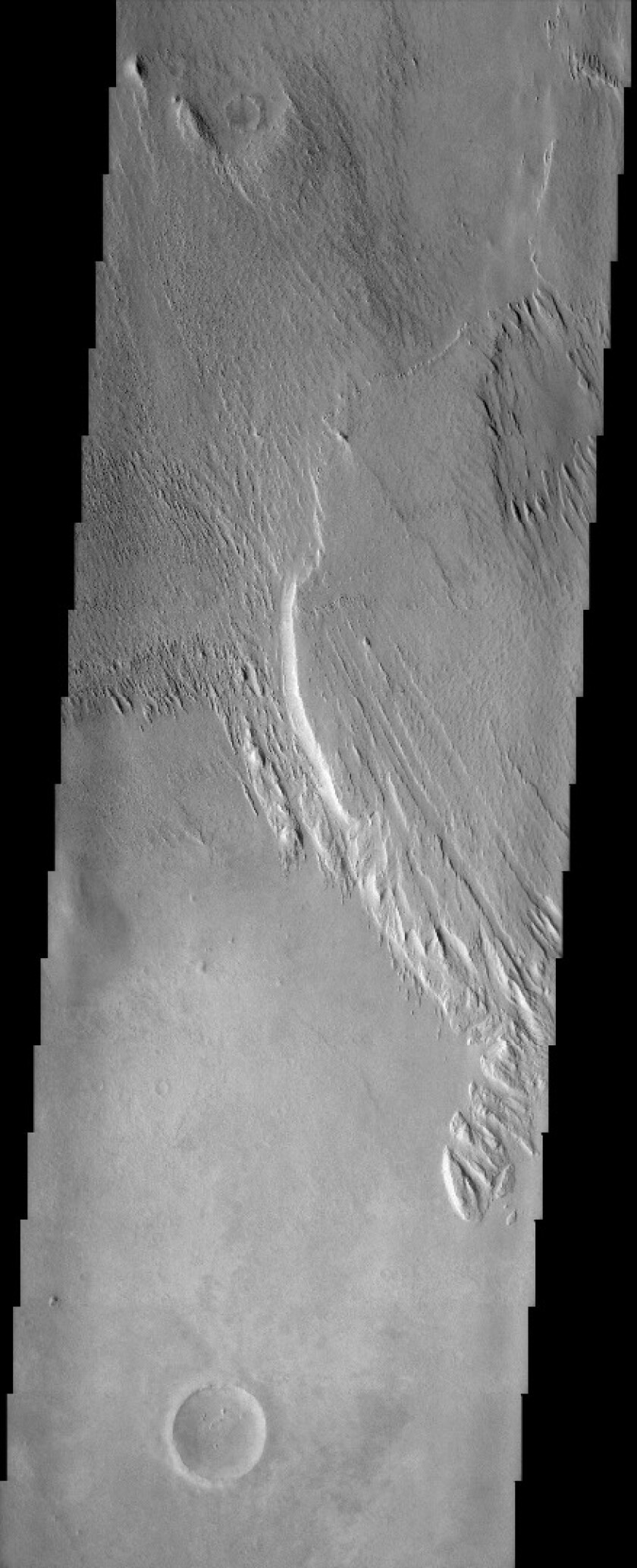 Image of the Medusae Fossae Formation as captured by the Mars Odyssey spacecraft in 2002