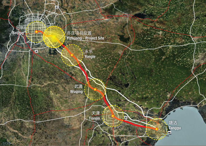 The project site is located directly adjacent to Beijing on the high-speed rail line to Tianjin.
