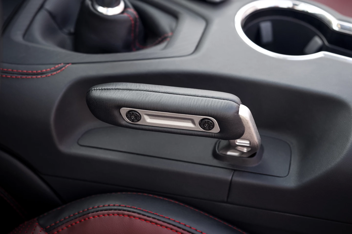 The electronic drift brake takes the form of a classic e-brake lever