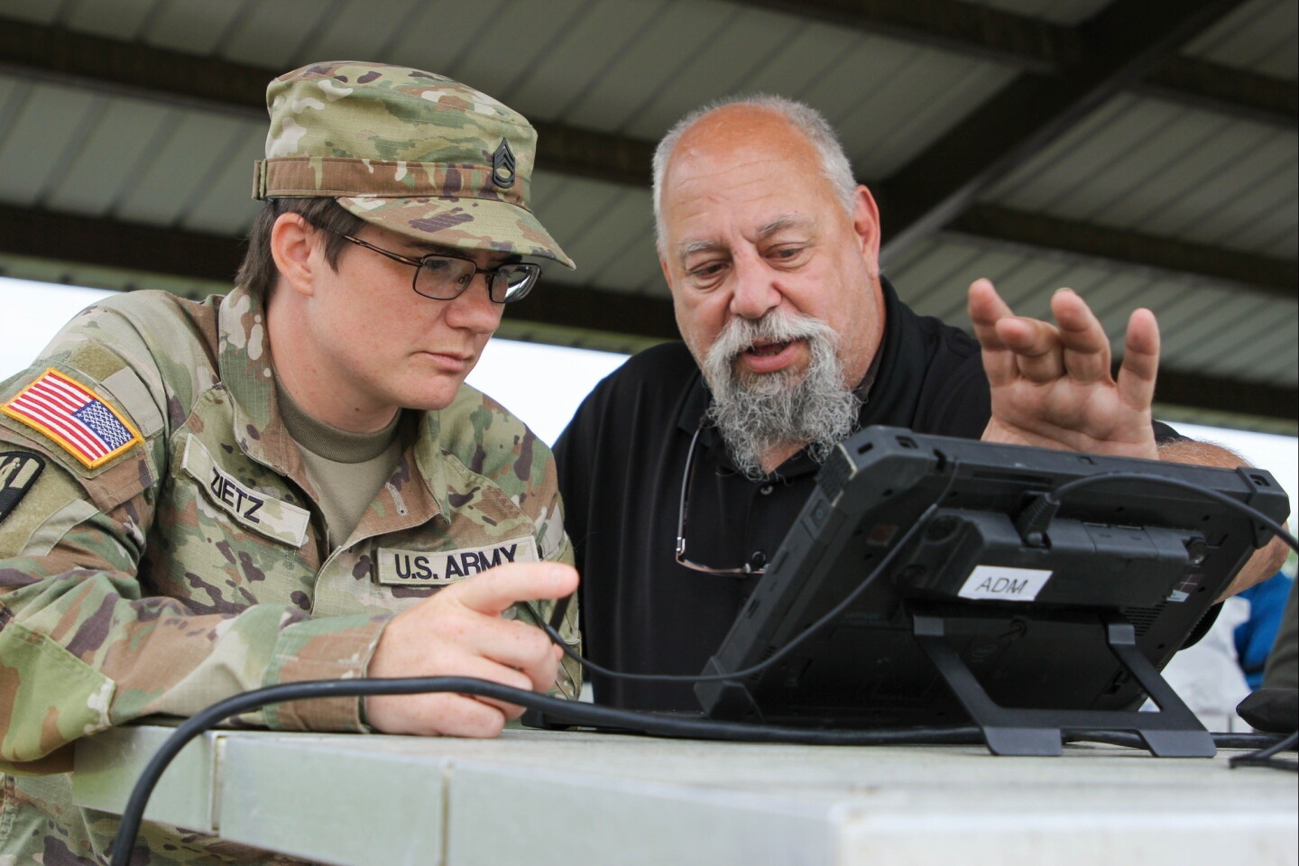 The tablet interface used to control the decontamination robot