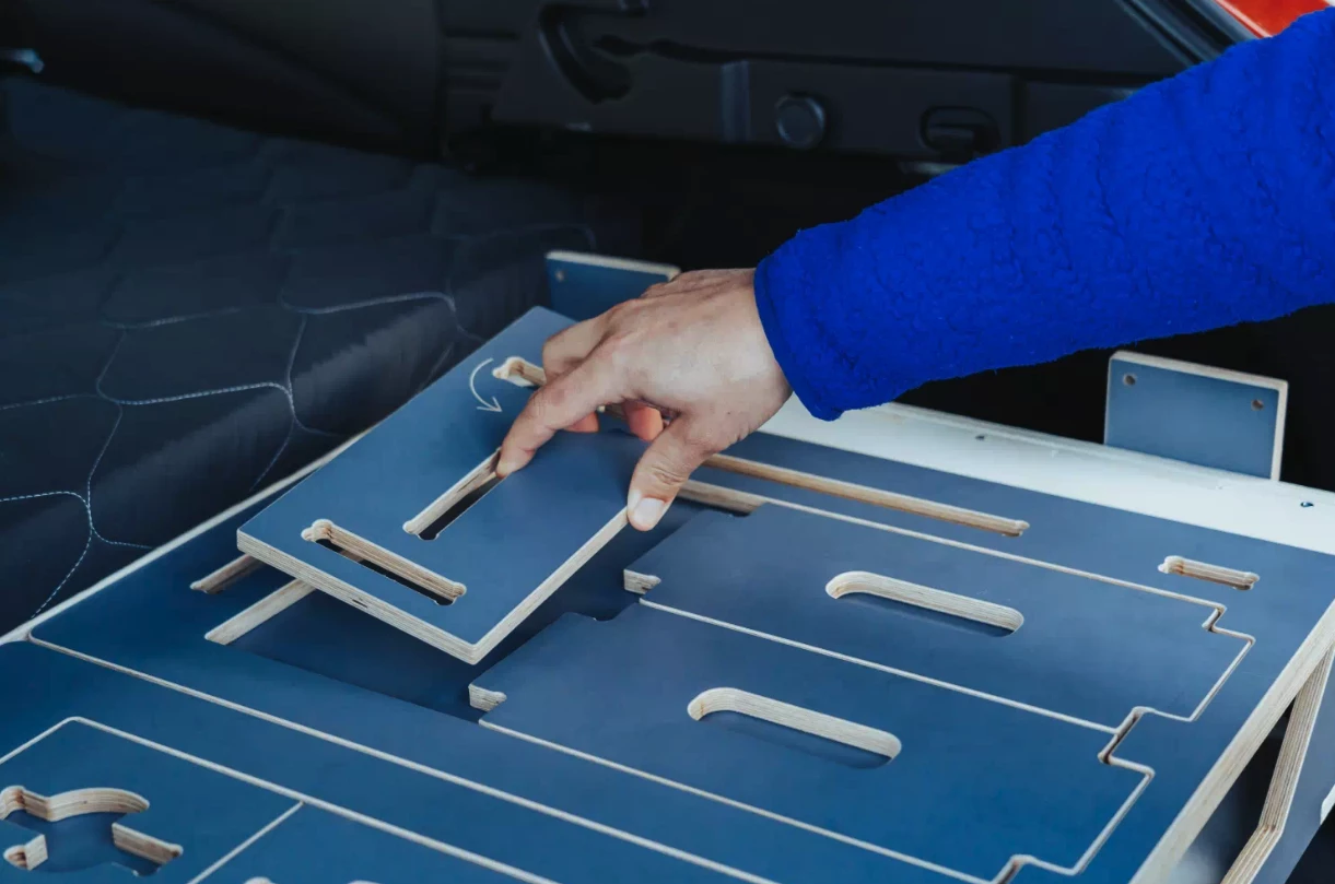 MiniB components nest into a sleek, 62-lb package designed for easy transport
