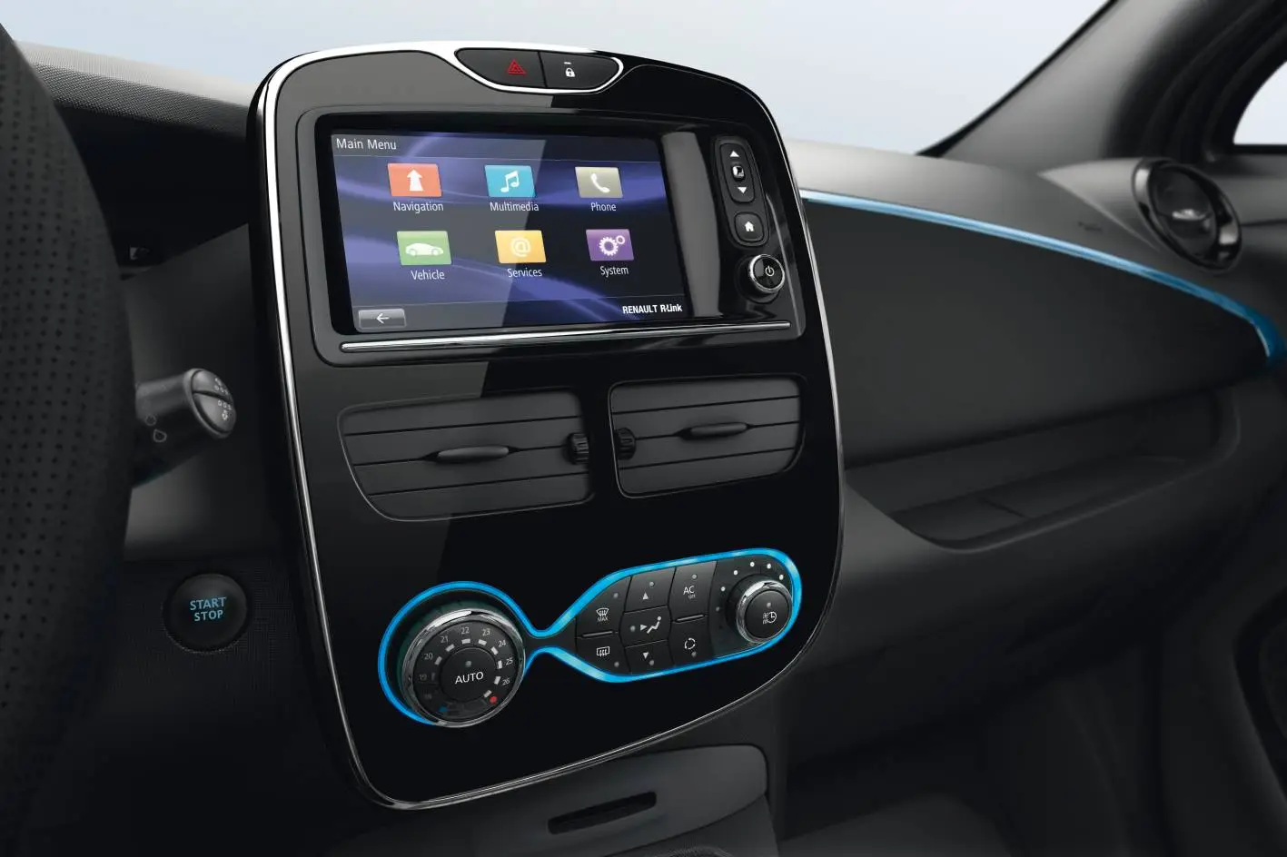 The Renault R-Link multimedia system features a 7-inch touch screen tablet-like display, steering wheel-mounted controls and speech recognition