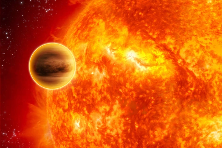 HD 189733 b transiting its parent star, the 8th magnitude HD 189733 (Image: NASA/JPL-Caltech)