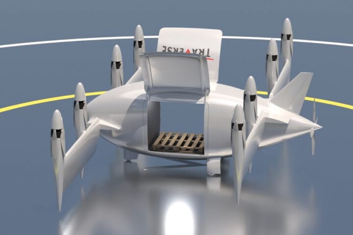 The Orca drone is designed to accept loads on standard shipping pallets