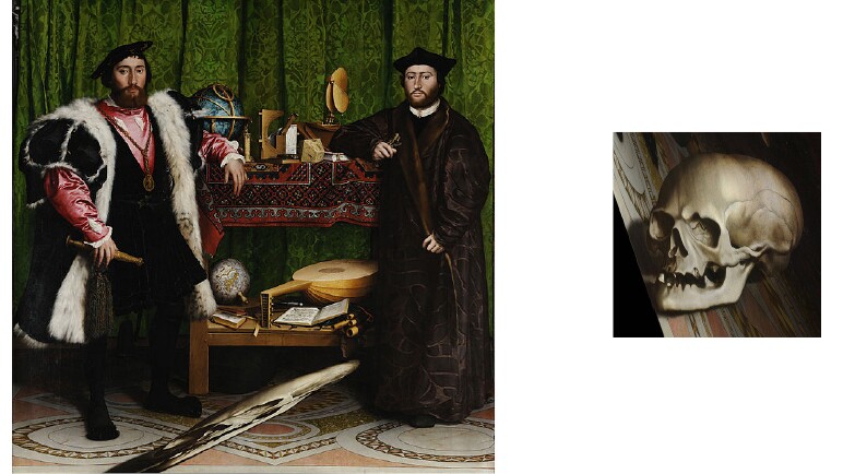 Hans Holbein the Younger's The Ambassadors is a well known example of anamorphosis in painting