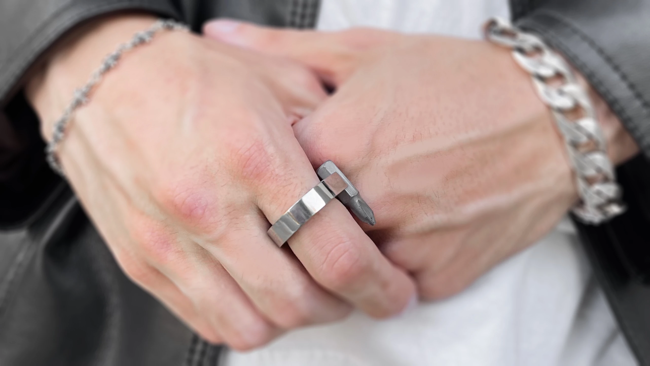 The Tool Ring is a stylish multi-tool, pen and flashlight