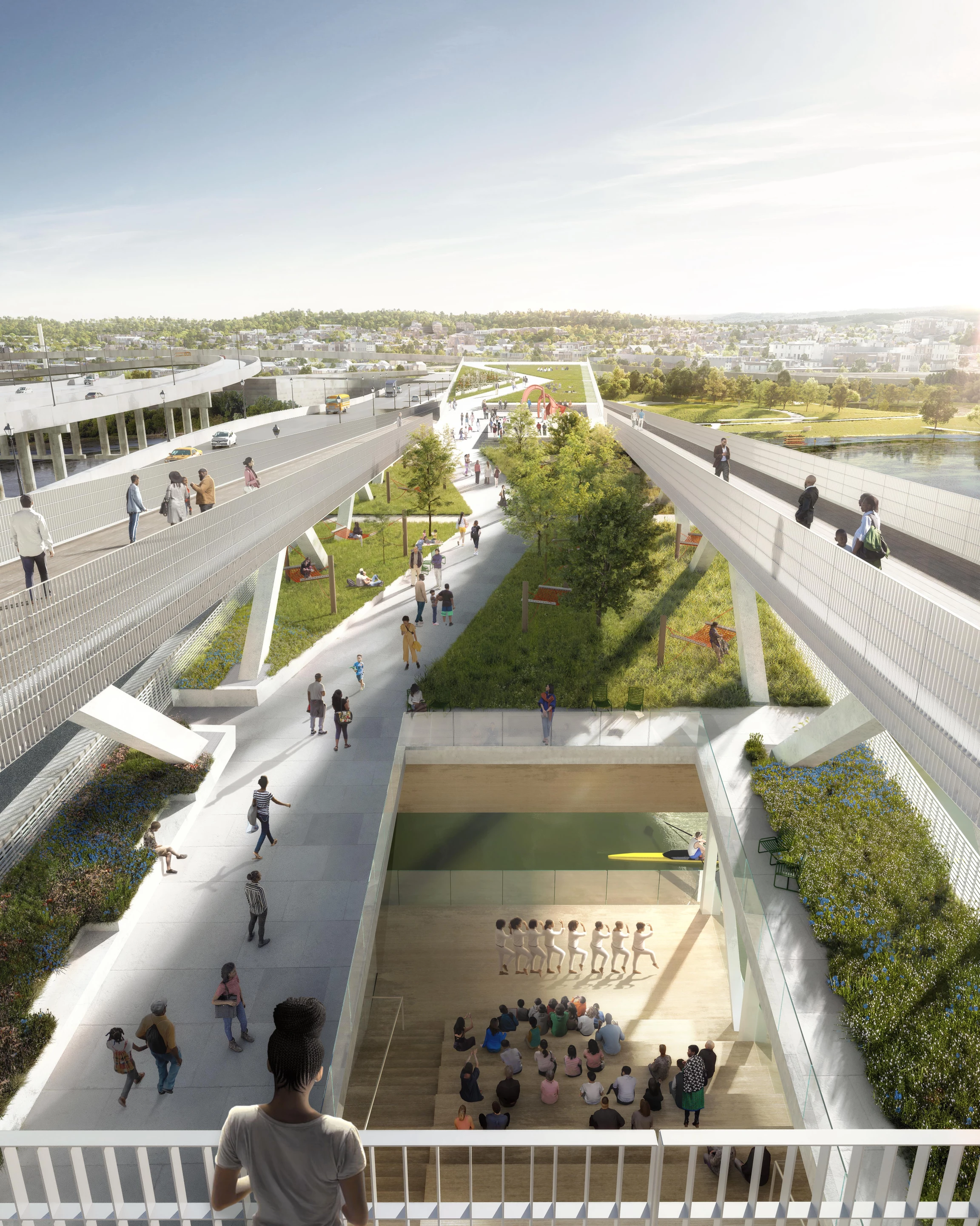 The 11th Street Bridge Park will include footpaths and park areas