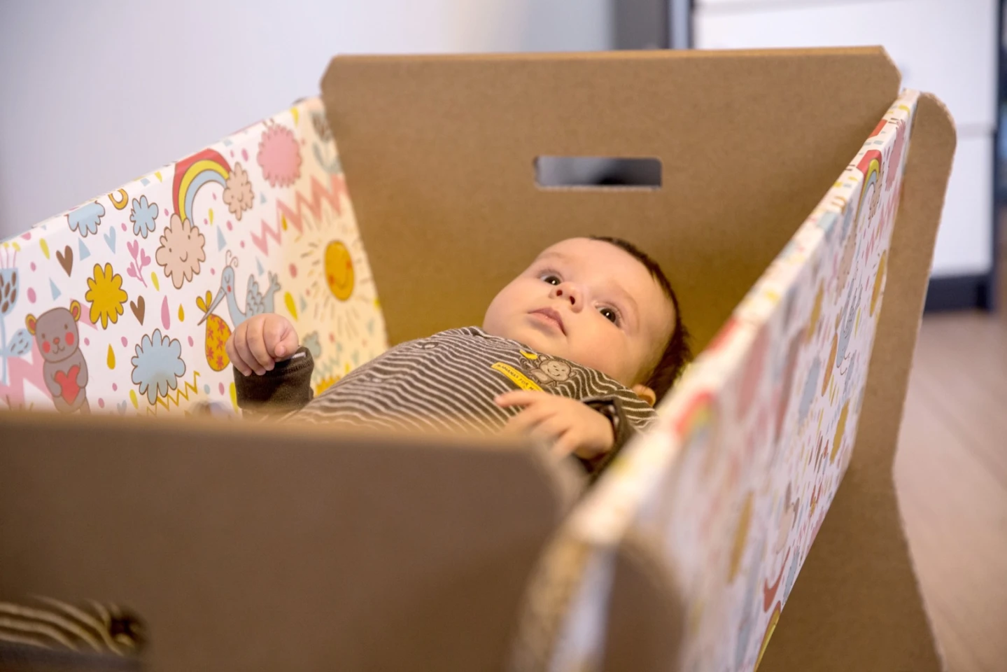 Once the baby is too big for the crib, Foldo suggests it can be used as a toy box