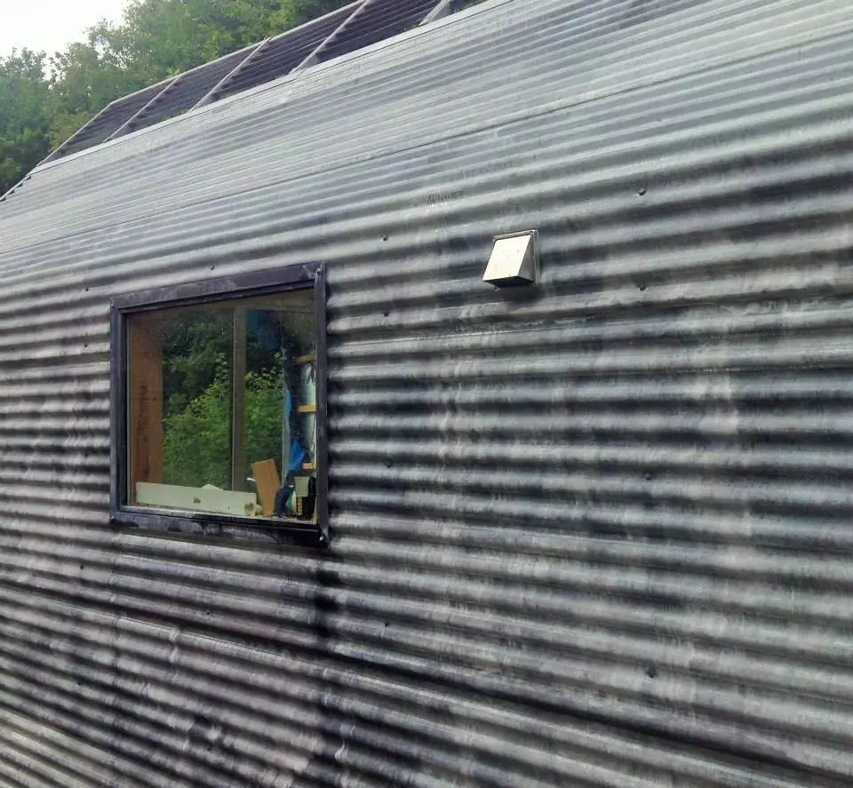 Detail shot of the exterior of the tiny home