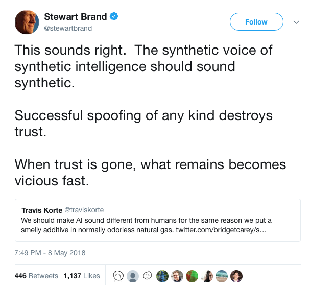 Some of the conversation suggesting how AI voices should not mimic human qualities