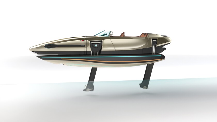 The fold-out hydrofoils allow the Kormaran to ride above the surface of the water