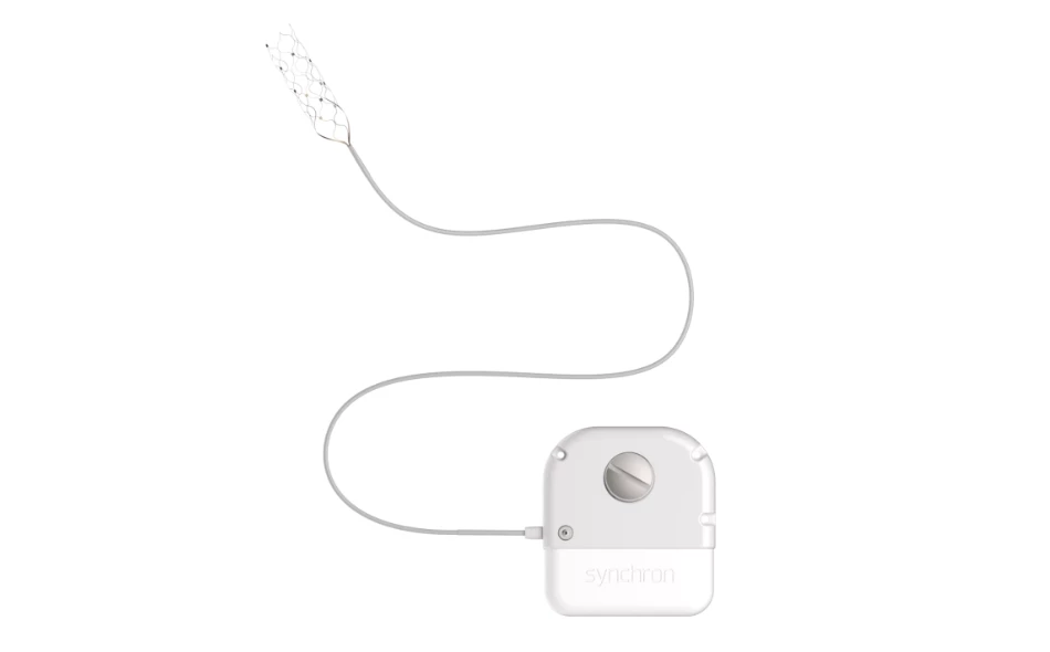 The transmitter unit is implanted under the skin of the chest, where it can be charged wirelessly