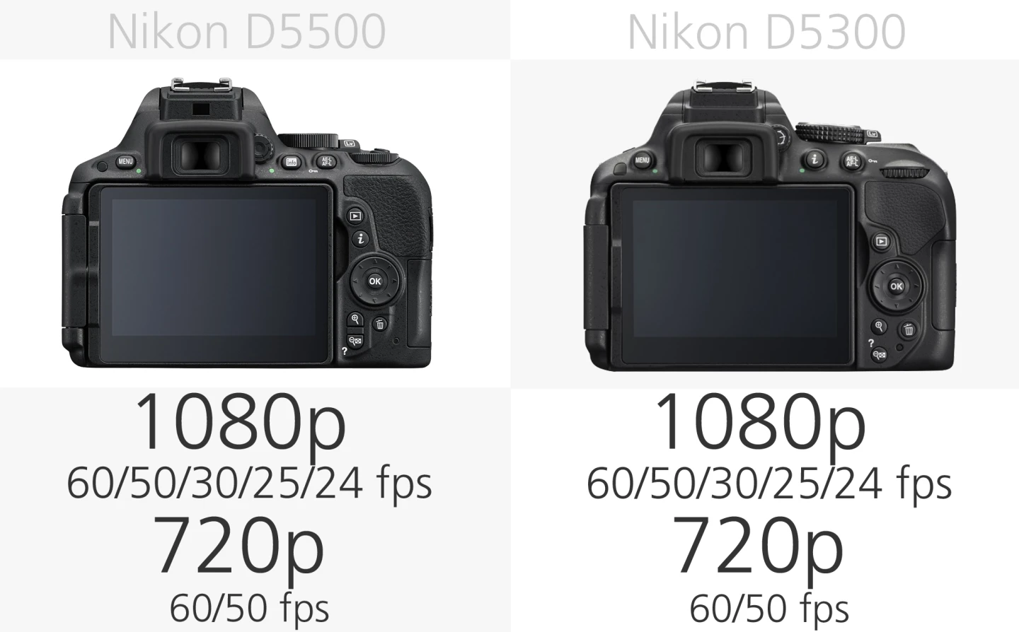 Nikon D5500 vs. Nikon D5300 video resolution comparison