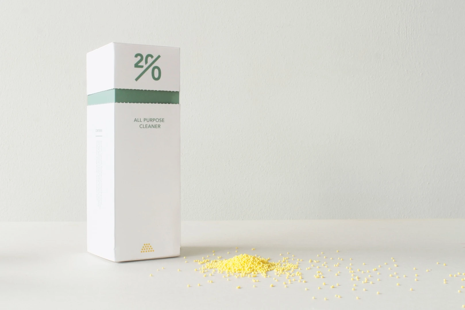 Twenty, by Mirjam de Bruijn from Design Academy Eindhoven, is a collection of dehydrated household products aim to eliminate shipping waste with capsules that can simply be placed into a bottle of water and shaken